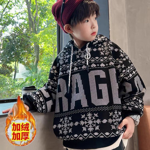 男童连帽卫衣春秋薄款打底衫扎染渐变色上衣炸街秋装中大童韩系潮