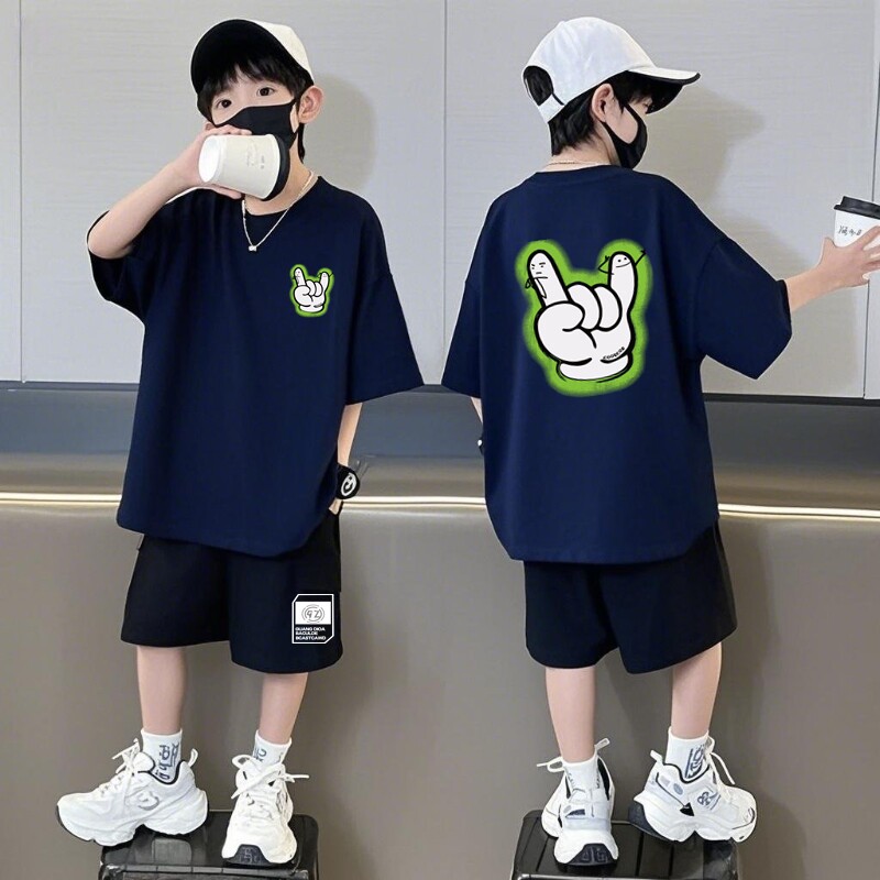 男童夏季套装2026新款潮夏日纯棉套装中大童装儿童短袖短裤两件套