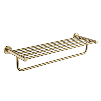 现代轻奢不锈钢拉丝金毛巾浴巾架卫生间置物架浴室五金挂件壁套装
