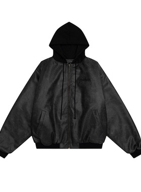 秋冬新款连帽外套复古休闲宽松情侣街头加厚加棉夹克