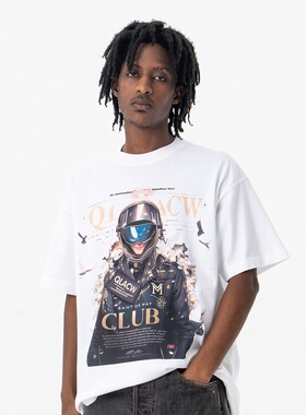 春夏新品潮牌美式高街未来战士印花圆领短袖T恤男女