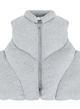 2025秋冬新款灰色空气层棉服背心马甲vibe廓形可收缩外套