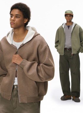 Boxy双面拉链外套25秋季新品美式撞色ins短款连帽卫衣