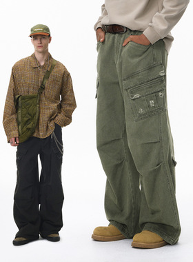 洗水割破多口袋工装长裤25秋季新品美式街头做旧休闲裤