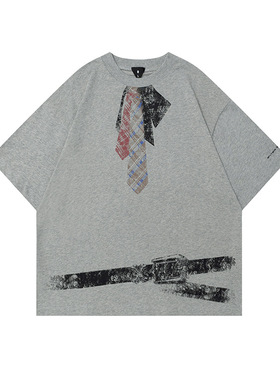 双纱230G重磅潮牌T恤2025春夏新品索罗娜宽松落肩短袖男女