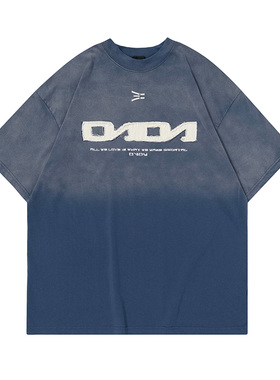 极限碎落主题复古毛边贴布绣水洗复古做旧短袖