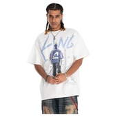 T恤2026夏季 美式 380g灰色涂鸦人像街头印花短袖 宽松上衣