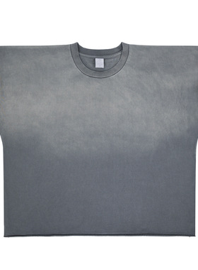 2026春夏新款潮牌美式纯色宽肩洗水毛边运动休闲无袖T恤