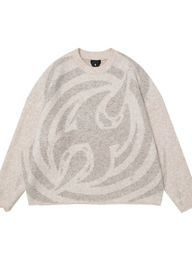 遗留印迹主题做旧空针工艺圆领毛衣