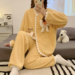 2025秋冬玫瑰绒孕妇哺乳衣怀孕期睡衣女小个子休闲居家外穿月子服