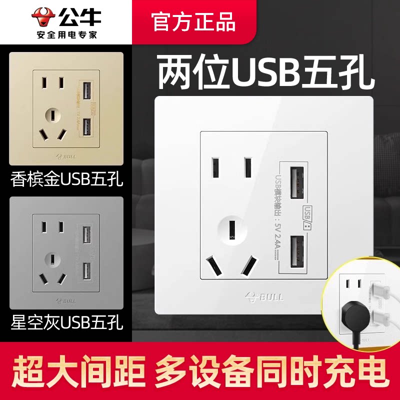 G31五孔二位USB电源插座图片