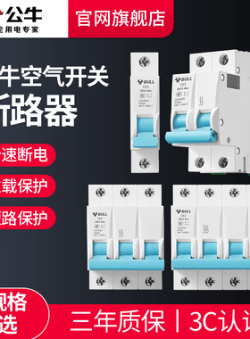 公牛2p空气开关断路器2p3p家用大功率100a控制电源自动断电总开关