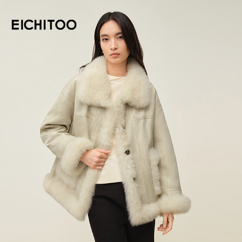 爱居兔贵气温柔山羊绒皮草2025年冬季新款女柔软舒适冬外套