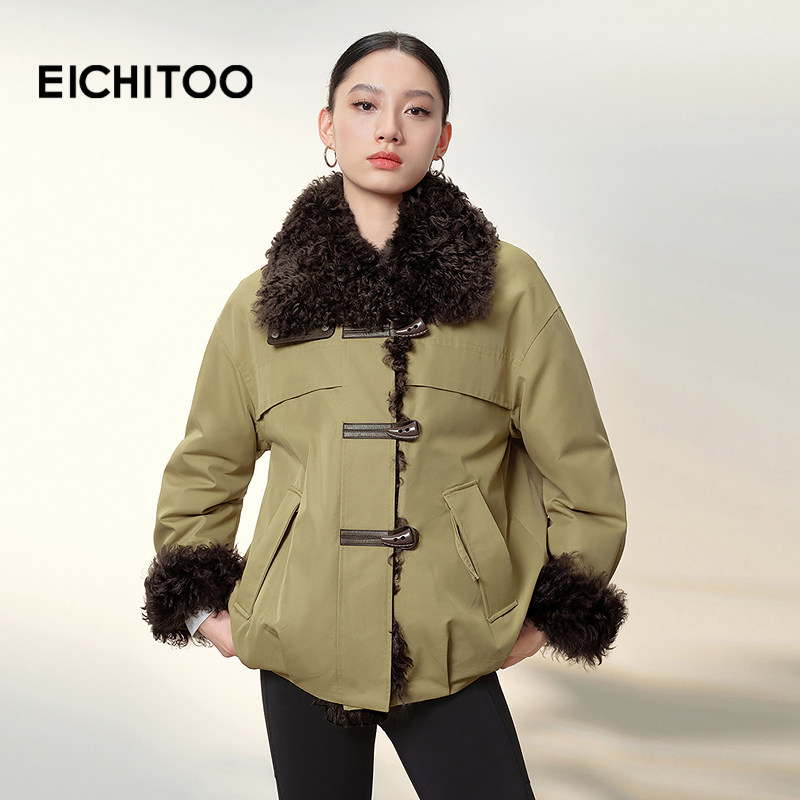 爱居兔巴恩风高级耐看皮草2025年冬季新款女时尚流行冬外套