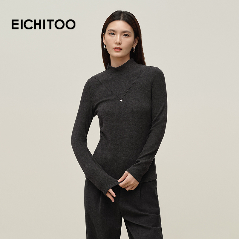 爱居兔修身保暖针织衫2025年冬季新款女半高领舒适品质打底衫