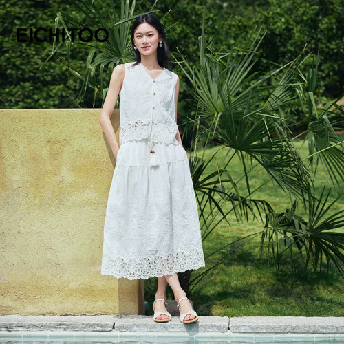 爱居兔气质蕾丝半身裙2026年夏季新款女松紧轻盈气质舒适宽松单裙