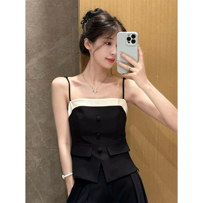 法式短款无袖吊带背心女装2025夏季新款气质外穿坎肩小众别致上衣