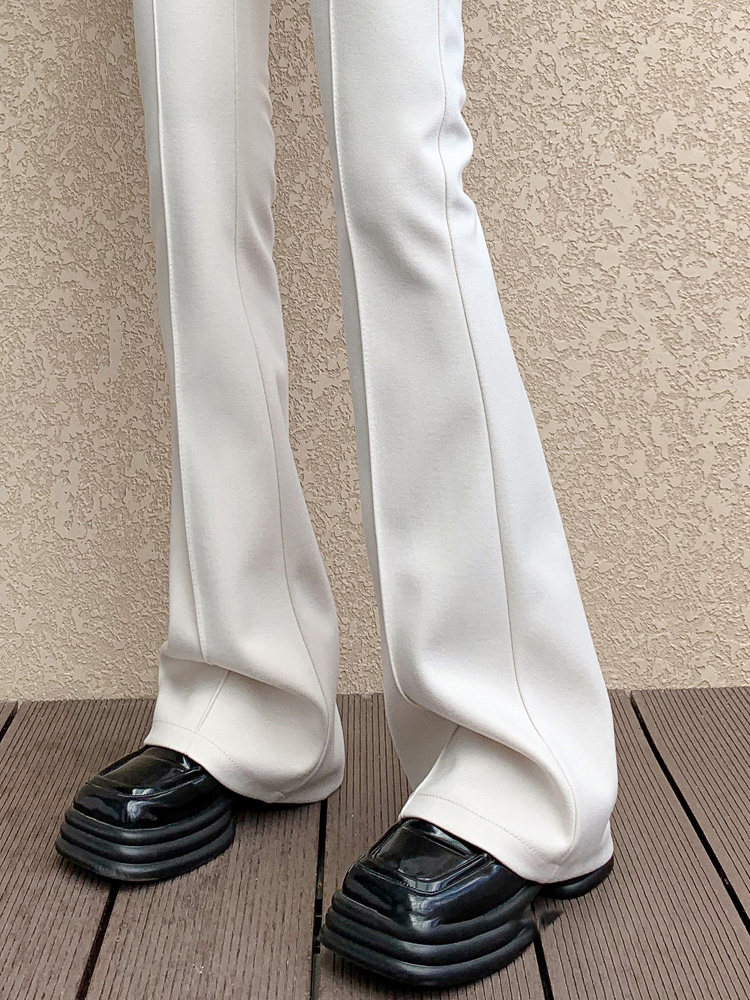 美式微喇喇叭裤女2025年夏季新款弹力修身休闲 拖地高腰西装马蹄