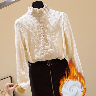 洋气内搭小衫 半高领蕾丝新款 加保暖1221k1 法式 秋冬女打底衫