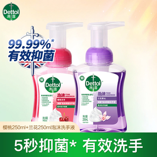 滴露泡沫抑菌樱桃兰花洗手液250ml儿童宝宝家用杀菌按压滋润护手