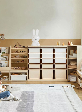格林之语北欧ins实木儿童宝宝玩具收纳柜绘本架拐角储物书架韩国