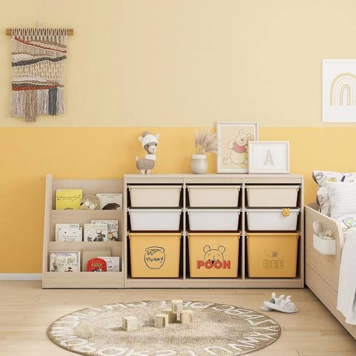 实木卡通儿童玩具收纳柜绘本架