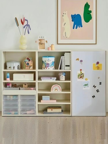 斯堪的纳维亚实木环保儿童教具柜，书柜，绘本，书架，白板，书架