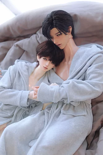 BJD娃衣68/75叔 情侣萌75叔浴袍68体大四特四浴袍 蓝色 白色 酒红