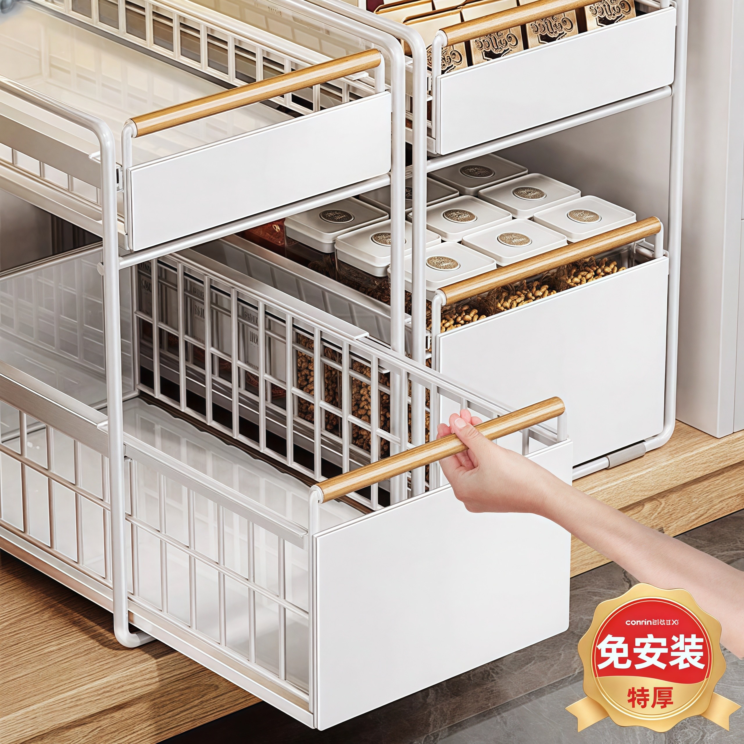 厨房下水槽不锈钢置物架调料碗碟水池多功能收纳整体橱柜拉篮分层,厨房/烹饪用具,厨房置物架/置物柜/角架,淘宝优惠券,粉丝福利购,淘宝优惠卷