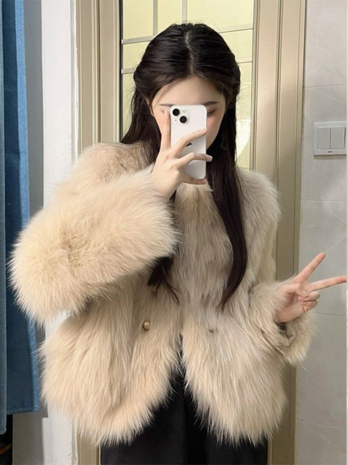 小香风2025秋冬新款狐狸毛毛外套女小个子短款环保皮草毛绒绒韩版