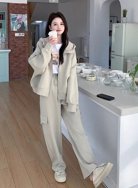 工装风卫衣卫裤两件套早春一整套
