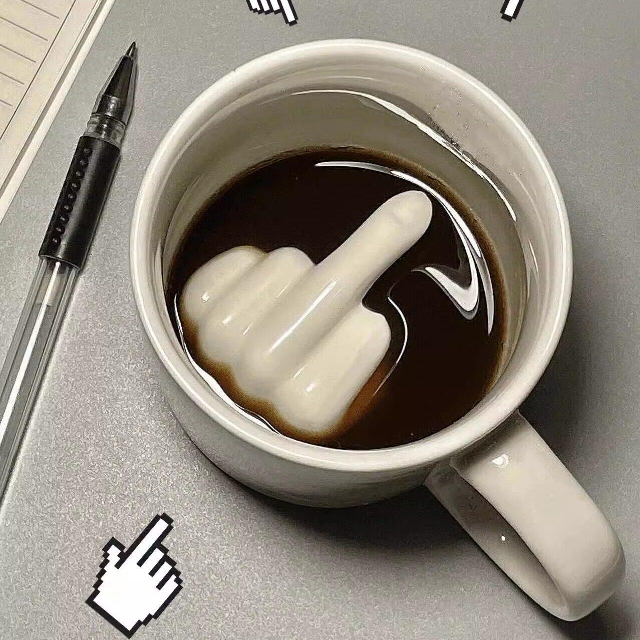 法克中指水杯办公室陶瓷马克杯网红稀奇古怪的喝水杯子送朋友礼物