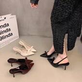 配裙子单鞋 尖头黑色气质高跟包头凉鞋 春夏季 法式 仙女鞋 子2026新款