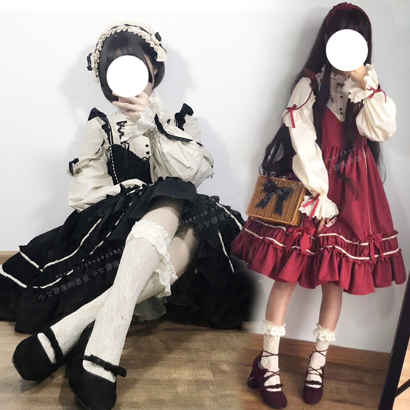 微渺洋装Lolita人形师op假两件/jsk吊带连衣裙宽松可爱日系软妹裙