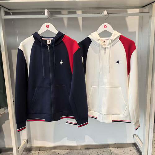 乐卡克法国公鸡 26新品男女款拼色运动针织连帽短外套L263UCNTJK0