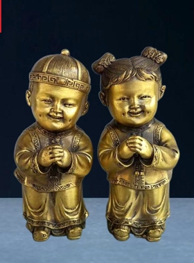 全铜金童玉女摆件家居客厅装饰