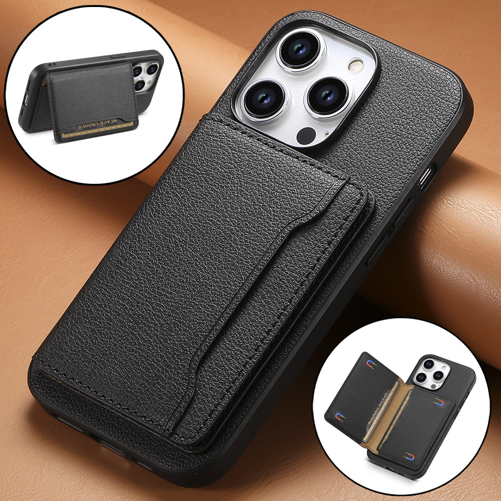 适用苹果iPhone16/15pro手机壳13/14带卡包可插卡12promax带支架11可放卡x/xsmax新款男xr高级感小众全包防摔