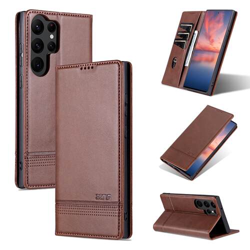 适用三星s24Ultra手机保护壳翻盖式皮套Galaxy S23+全包防摔保护套新款支架s22u商务高档5g男22plus简约时尚