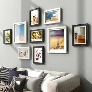 Photo Wood Set Decor Natural Wall 9Pcs Frames Frame Picture