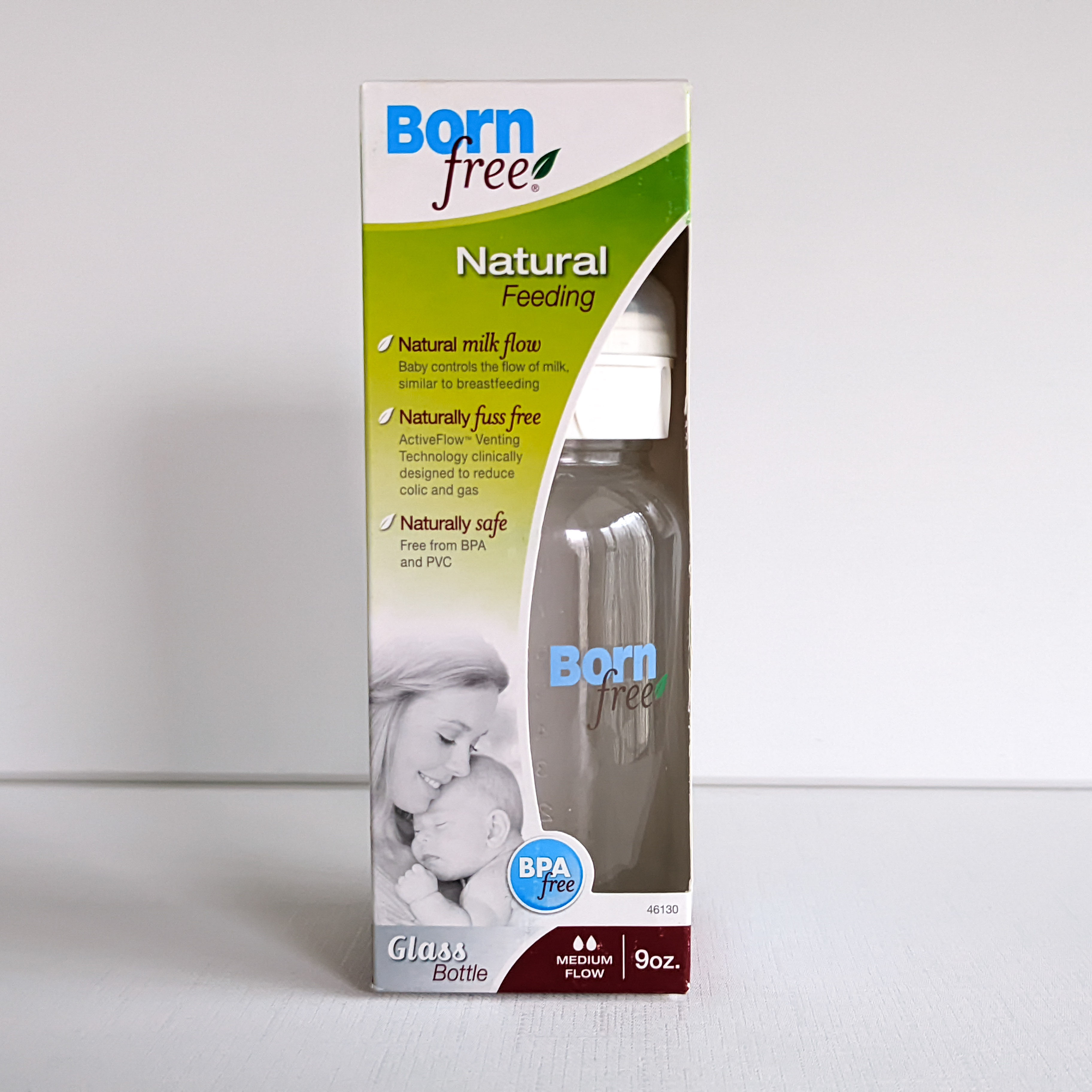 现货美国born free/bornfree防胀气宽口玻璃奶瓶160/260ml不含BPA
