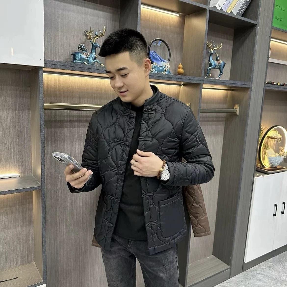2024冬季新款男士棉服外套中国风盘扣修身立领个性上衣棉服外套男