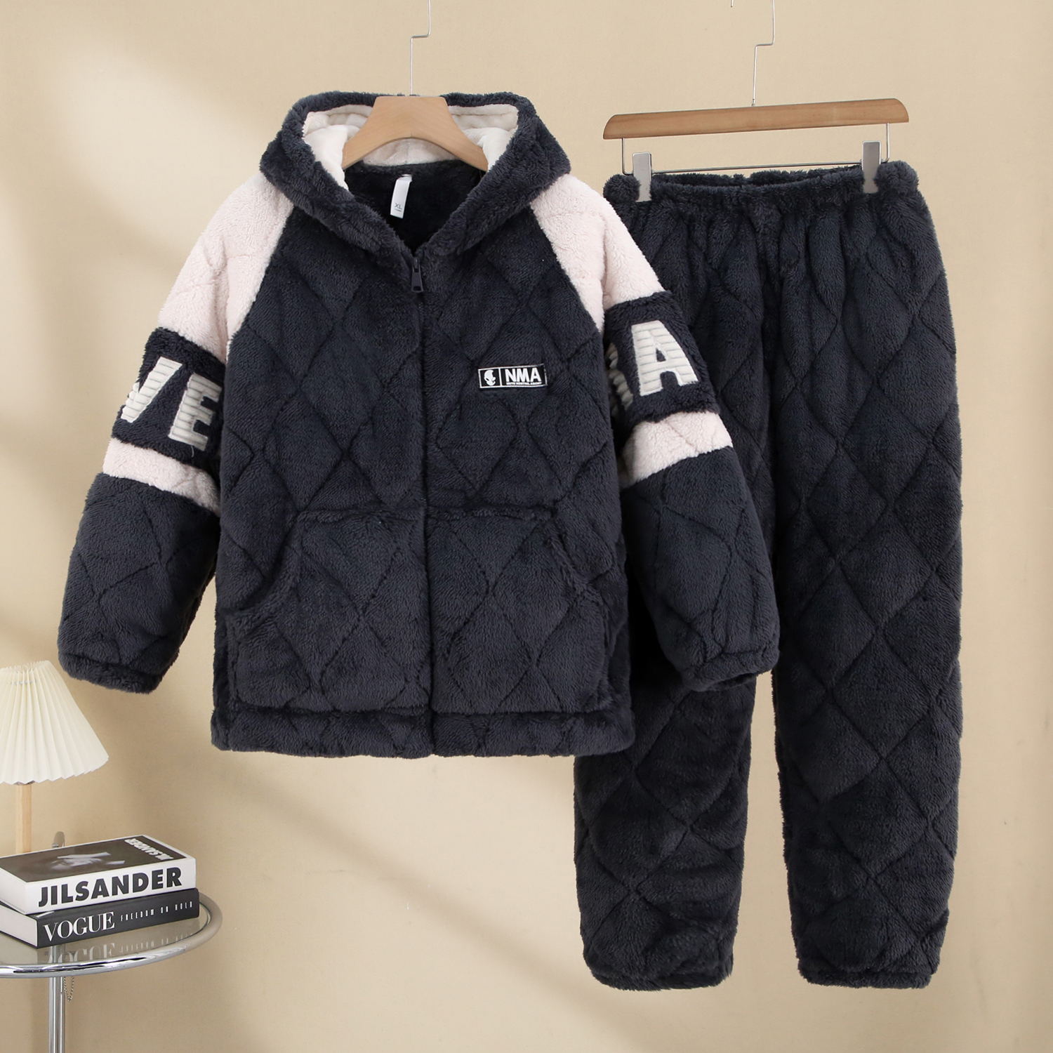 男长毛绒连帽拉链保暖新款促销