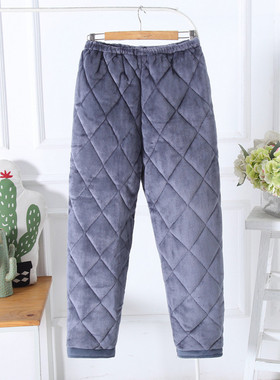 单件男士冬季夹棉加厚睡裤法兰绒加厚休闲家居睡裤可外穿单件裤子