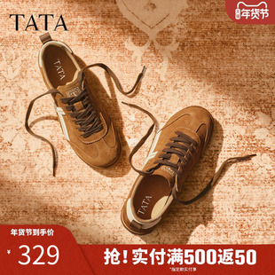 TATA他她男鞋2025冬季新款百搭休闲鞋复古厚底系带鞋子PGM01CM5