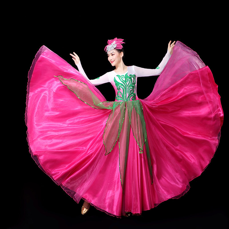 演出服装民族现代开场舞大摆裙女