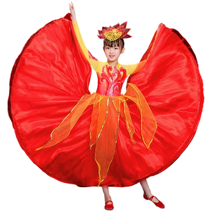 新款学生开场舞大摆裙女童舞蹈服装儿童演出服饰六一现代歌伴舞服