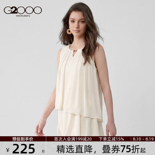 G2000夏季甜美无袖不规则衬衫