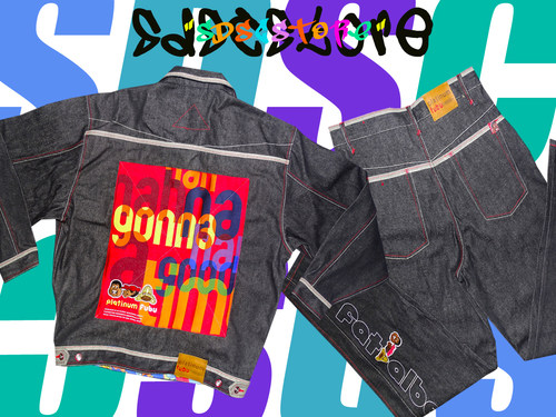 经典hiphop牛仔套装fubu rapper衣服platinum嘻哈硬朗裤子夹克