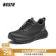 百思图2025秋商场新款 潮流网面透气户外黑色男运动休闲鞋 B5030CM5