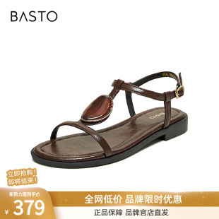 新款 复古潮流女鞋 商场同款 时尚 S5501BL6 罗马凉鞋 百思图2026夏季